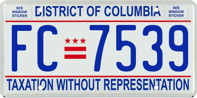 DC license plate FC7539