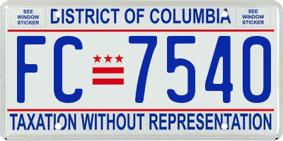 DC license plate FC7540