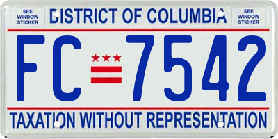 DC license plate FC7542