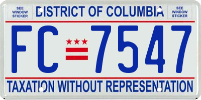 DC license plate FC7547