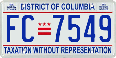 DC license plate FC7549