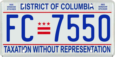 DC license plate FC7550