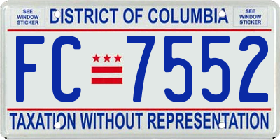 DC license plate FC7552