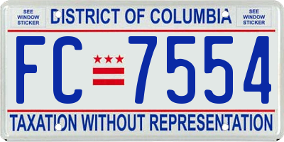 DC license plate FC7554