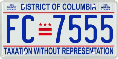 DC license plate FC7555