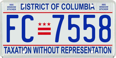 DC license plate FC7558