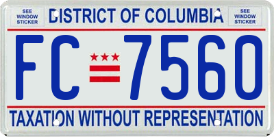 DC license plate FC7560