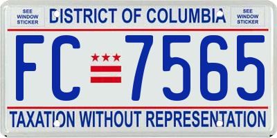 DC license plate FC7565