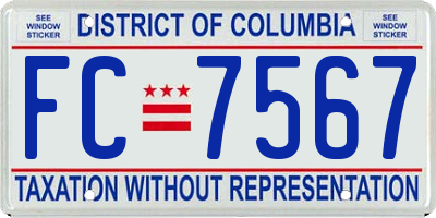 DC license plate FC7567