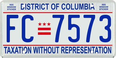 DC license plate FC7573