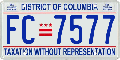 DC license plate FC7577