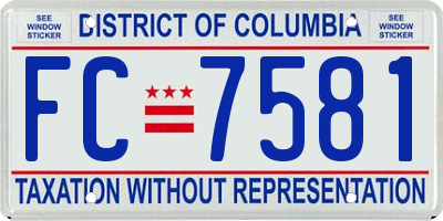 DC license plate FC7581