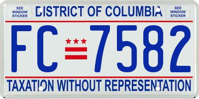 DC license plate FC7582