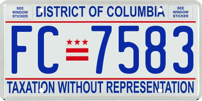 DC license plate FC7583