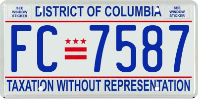 DC license plate FC7587