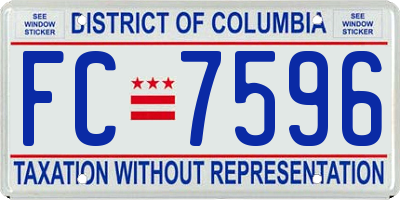 DC license plate FC7596