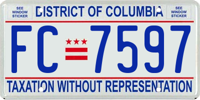 DC license plate FC7597