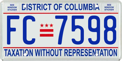 DC license plate FC7598