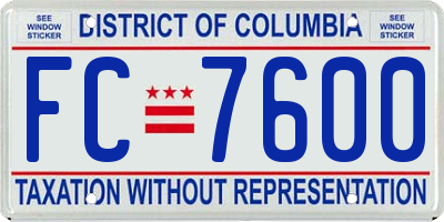 DC license plate FC7600