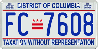 DC license plate FC7608