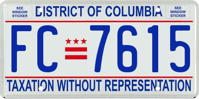 DC license plate FC7615