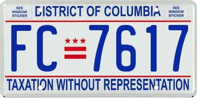 DC license plate FC7617