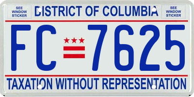 DC license plate FC7625