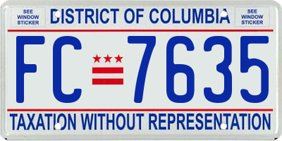 DC license plate FC7635