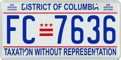 DC license plate FC7636