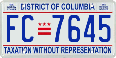 DC license plate FC7645