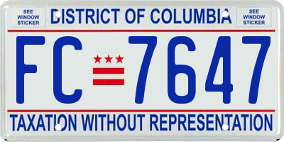 DC license plate FC7647