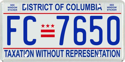 DC license plate FC7650