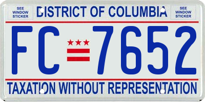 DC license plate FC7652