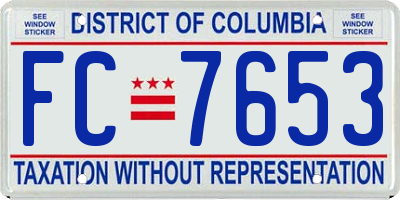 DC license plate FC7653