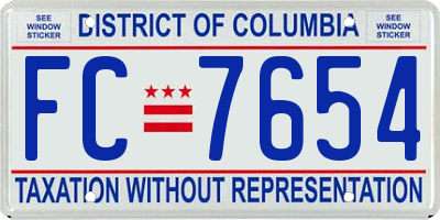 DC license plate FC7654