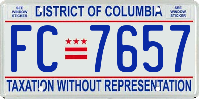 DC license plate FC7657