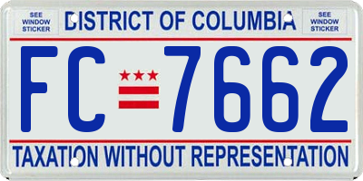 DC license plate FC7662