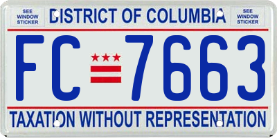 DC license plate FC7663