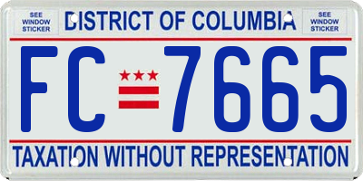 DC license plate FC7665