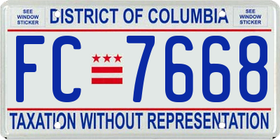 DC license plate FC7668