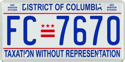 DC license plate FC7670