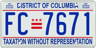 DC license plate FC7671