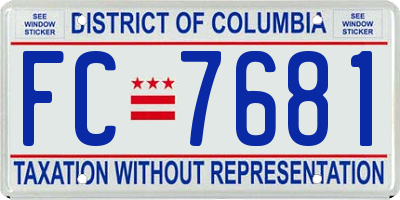 DC license plate FC7681