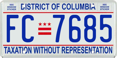 DC license plate FC7685
