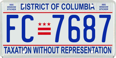 DC license plate FC7687