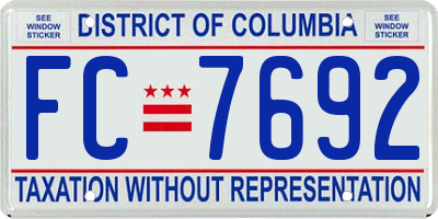 DC license plate FC7692