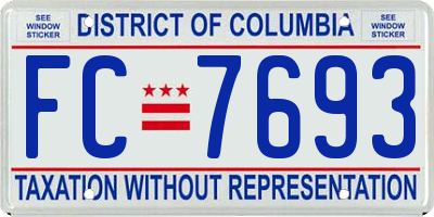 DC license plate FC7693