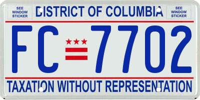 DC license plate FC7702