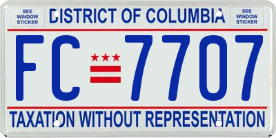 DC license plate FC7707