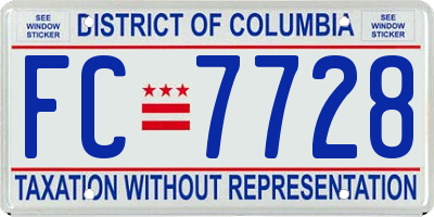 DC license plate FC7728